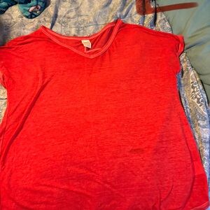 Vibrant Scarlet V-Neck Tee